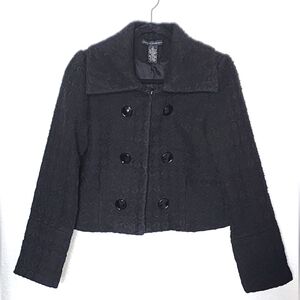 Grace Elements Women's Black Double-Breasted Wool Mix Jacket. Size 6